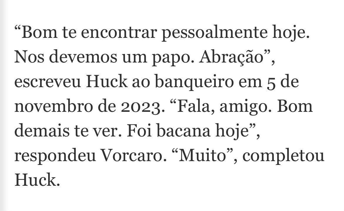 _dilmadebochada's tweet photo. Alguns trechos da matéria da amizade de Luciano huck e Vorcaro, ele levou o banqueiro para dentro da Globo ganho uma comissão gordona, vorcaro chegou até o alto escalão com donos da emissora. Aos poucos tudo vai se encaixando, imaginar que isso deve ser só a ponta do iceberg. https://t.co/4oT0Rdzq3l