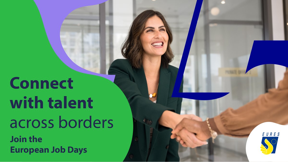 EURESJob's tweet photo. Struggling with skills shortages? 🔎

Connect with candidates across Europe through European Job Days.

But don't just take our word for it.

Hear directly from employers in our latest video series 👇

🔗 https://t.co/qIDBSp3kqz

#EURESjobs #EuropeanJobDays https://t.co/ffMgydn26p