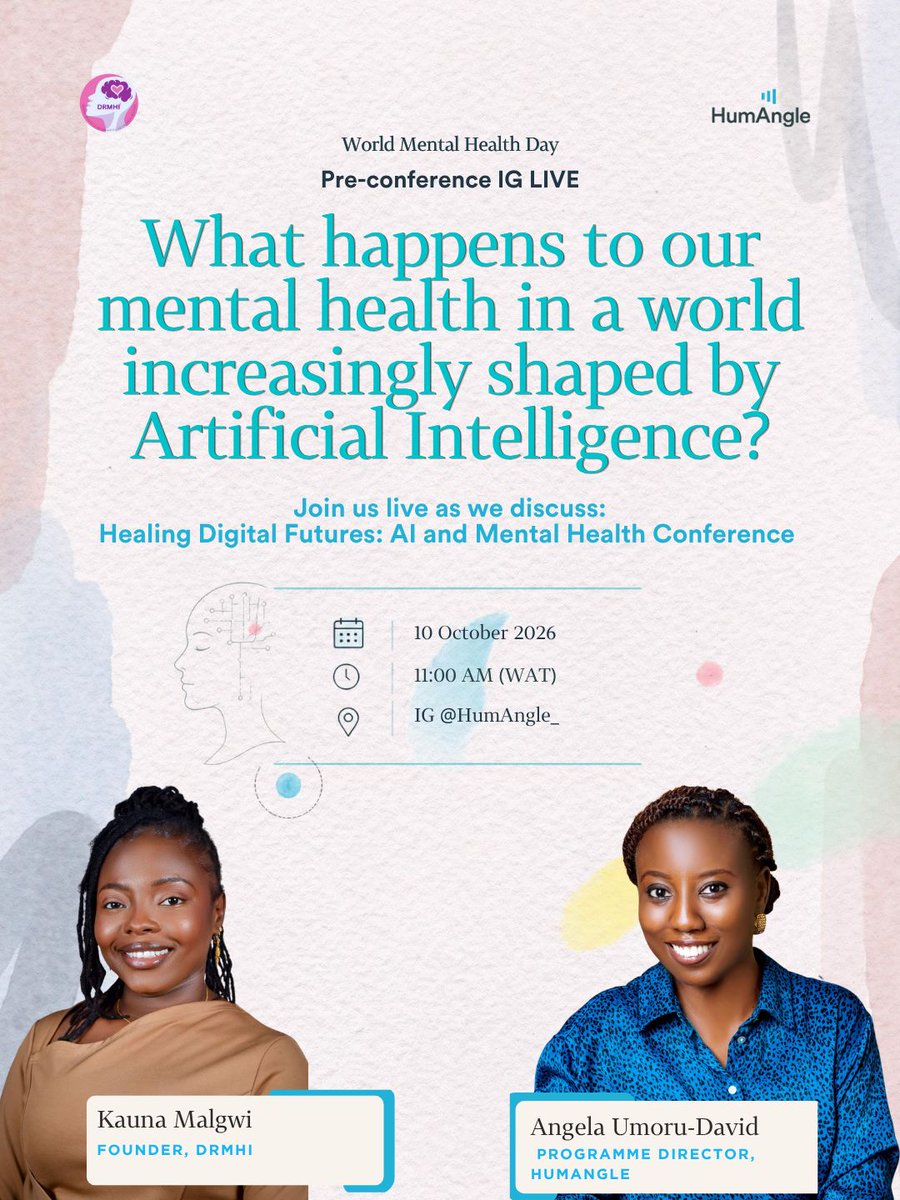 HumAngle_'s tweet photo. Who takes care of the invisible workforce building AI systems?

This World Mental Health Day, HumAngle and the Digital Rights and Mental Health Initiative Africa will be going live on Instagram to discuss the mental health realities of engaging with AI, as consumers and content moderators.

To join us on 10 October, set your reminders here: {https://t.co/RJnoD9JDHX