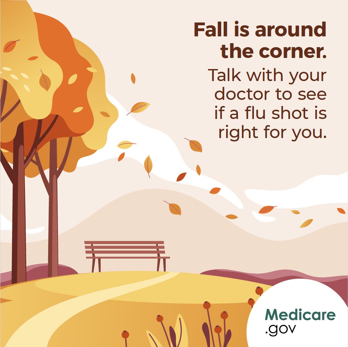 MedicareGov's tweet photo. Flu season will be here soon! Talk with your doctor to see if a flu shot is right for you. https://t.co/hwlBr24Iwg https://t.co/3jMkoGBrce