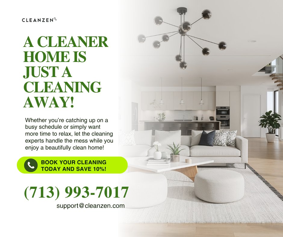 CleanzenH's tweet photo. π§Όβ¨ A Cleaner Home Is Just a Cleaning Away! π‘π
Book your cleaning today and save 10%! ππ§½β¨
#Cleanzen #Houston #CleanzenHouston #SpotlessHome #Home #ProfessionalCare #RelaxTime #CleaningExperts #CleanHome #Experts https://t.co/dkYHleZMBZ