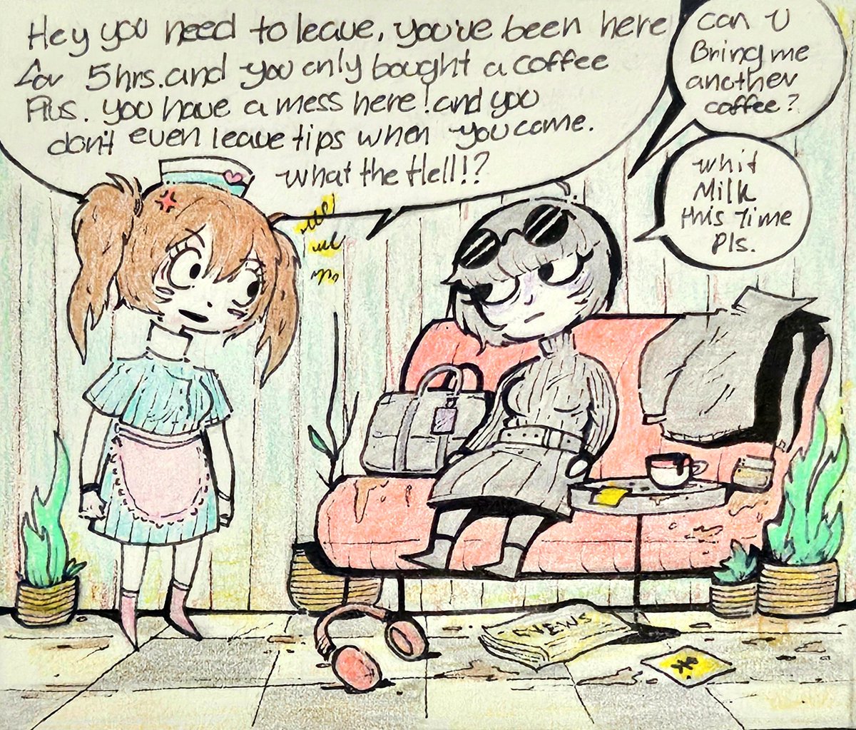 GunsComics's tweet photo. ☕️💘
My life at coffee shops
(Recolor.)2024 https://t.co/UFf9AEcIqF