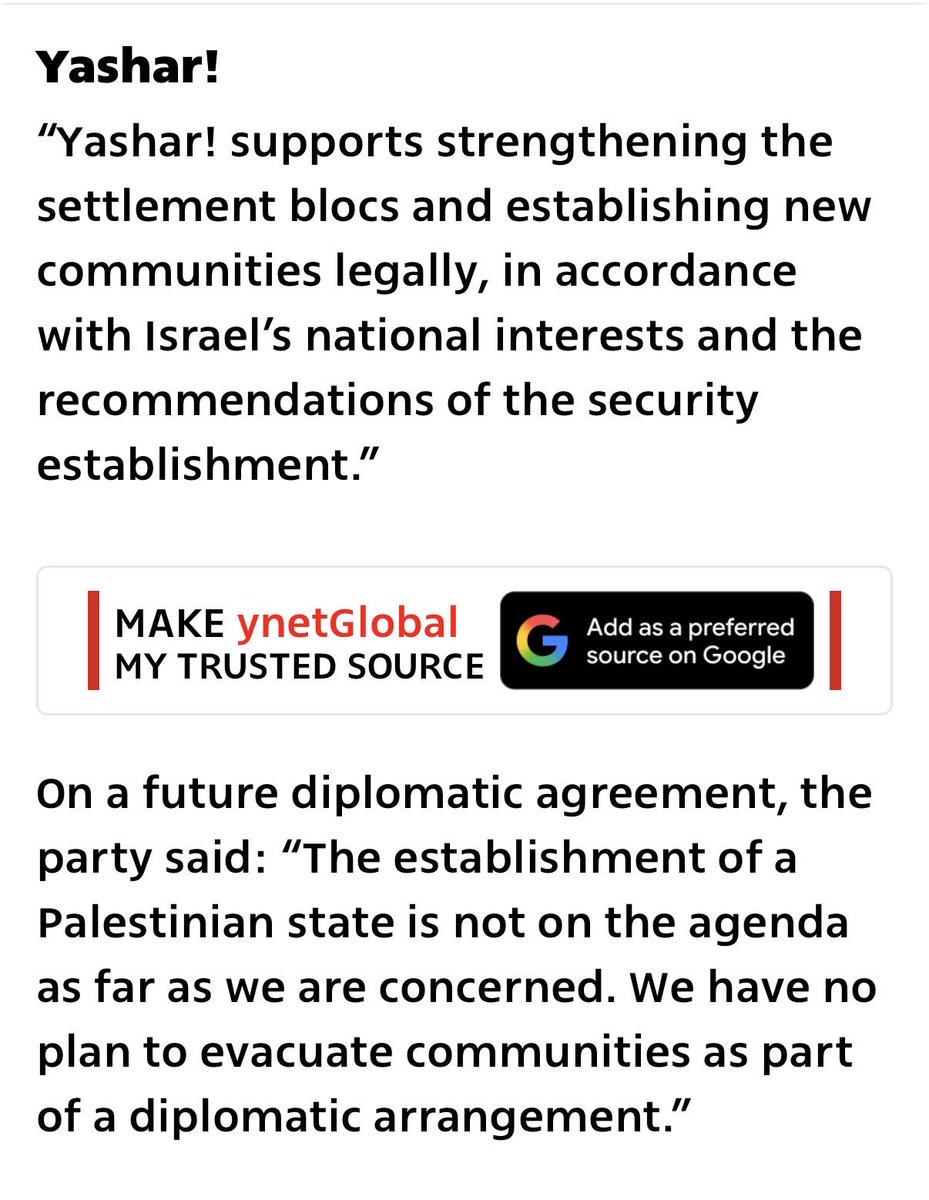 infinite_jaz's tweet photo. Here’s the new West Bank policy if the “centrist” Gadi Eisenkot beats Netanyahu next month: 
❌ Palestinian state
❌ Binational state
❌ Evacuate settlers 
✅ Strengthen and expand settlements
✅ Legalize unauthorized outposts (case-by-case)
✅ Demolish Palestinian homes https://t.co/vEHmt885TL