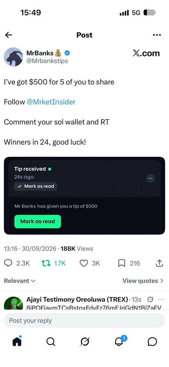 Trexxy0's tweet photo. @Mrbankstips @MrketInsider 8jPQFiavmTCsBstqxFdvFz76mEJriGdN1BiZaFVC9jx7

Thank you soo much Mr Banks❤️ https://t.co/FeVx2Y4DO8