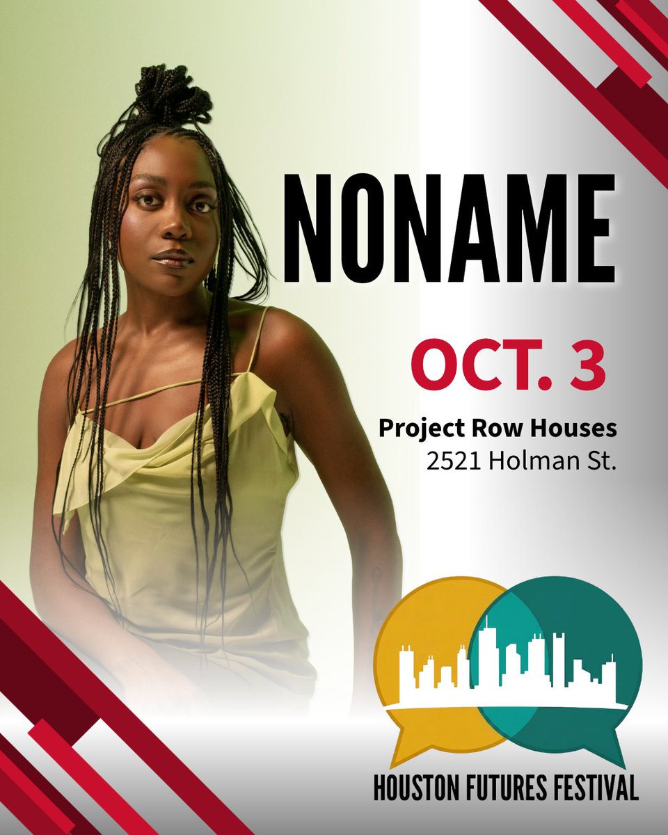 hobbyschooluh's tweet photo. Houston Futures Festival is on Saturday! The festival footprint has been updated. Enjoy workshops and local performances at Eldorado Ballroom and One Emancipation Center. Noname will take the stage at 7 p.m. at 2521 Holman St., presented in partnership with Project Row Houses. https://t.co/38iJeR8hyw