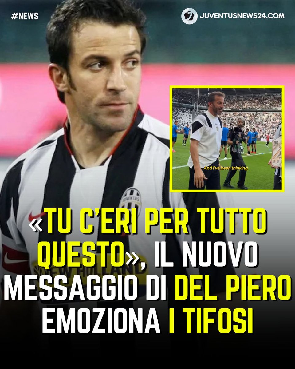 junews24com's tweet photo. 😍Nuovo omaggio alla #Juventus da parte di #DelPiero. Il capitano bianconero ha pubblicato sui social un video in cui ripercorre la sua carriera in bianconero e non solo

❤️Un filmato che ha emozionato i tifosi della Vecchia Signora. E' la conferma di un legame non interrotto https://t.co/MUXsnp5A6B