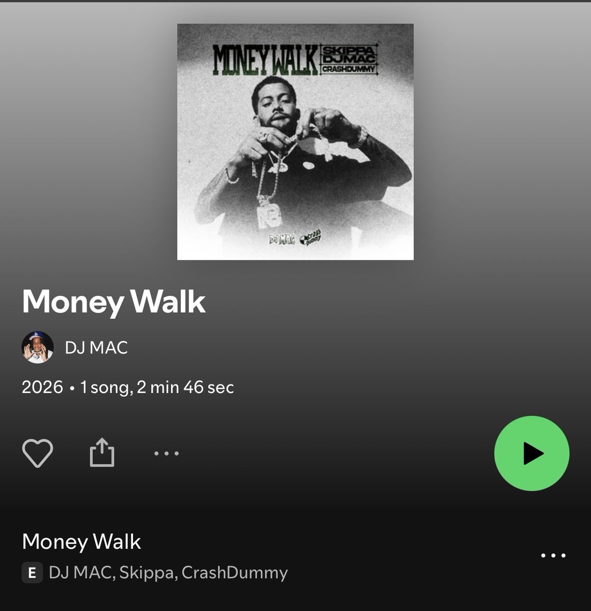 DJMAC__'s tweet photo. MONEY WALK - SPOTIFY https://t.co/1xIFdw6rgP