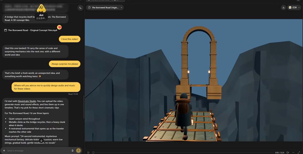 RayAndresW's tweet photo. I asked DOTs @thsottiaux to:
1. Learn from amazing videos by Codex on X
2. make a striking video like 3A games per 30 mins, And it gave me this!!!

Also there some problems, like no audio, you need to go to @ElevenLabs to design one

But it's amazing with almost no prompts! https://t.co/1TO4KrrNyO