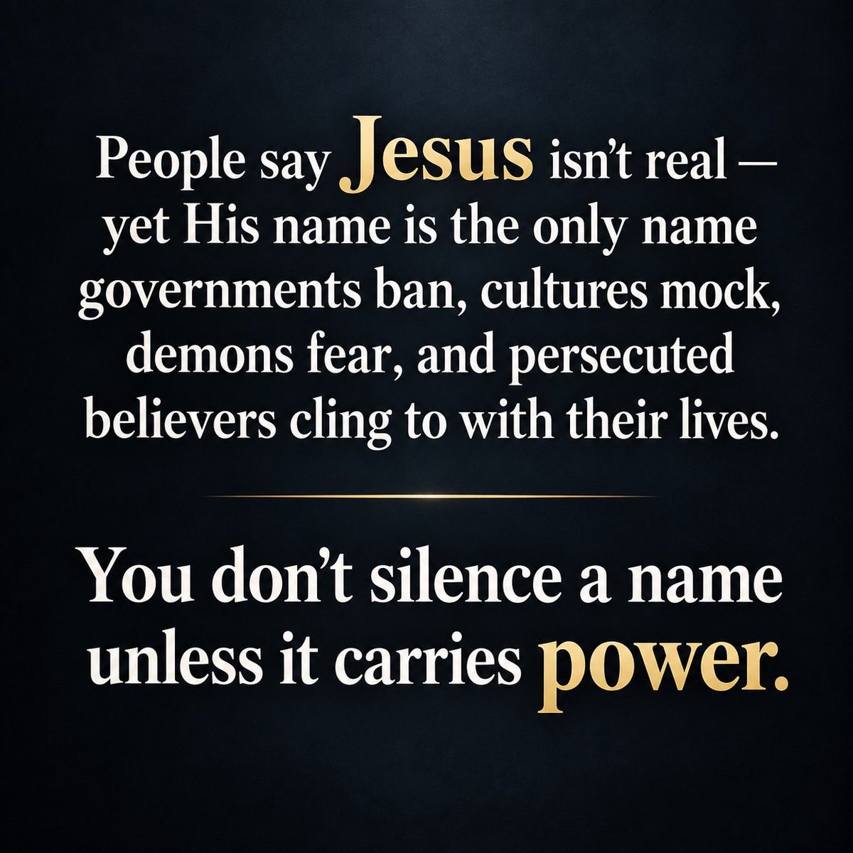 GuntherEagleman's tweet photo. Yeah, it ain’t no coincidence.

The world can argue about a lot of things, but some names hit different. Some names still carry weight after centuries.

Jesus is one of them. https://t.co/BvRtIe0AjH