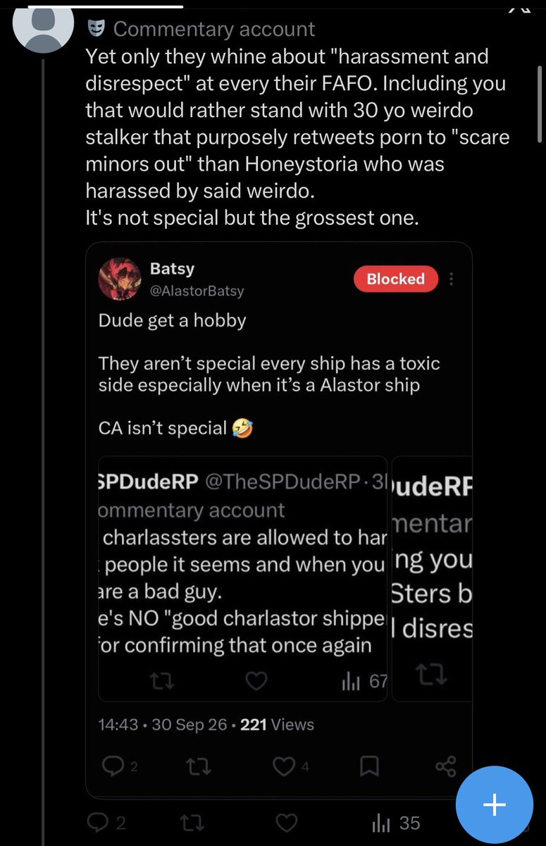 AlastorBatsy's tweet photo. This person is clearly mentally unstable over ships 

This is just funny at this point I can’t 🤣 https://t.co/YPSUp6wiH0