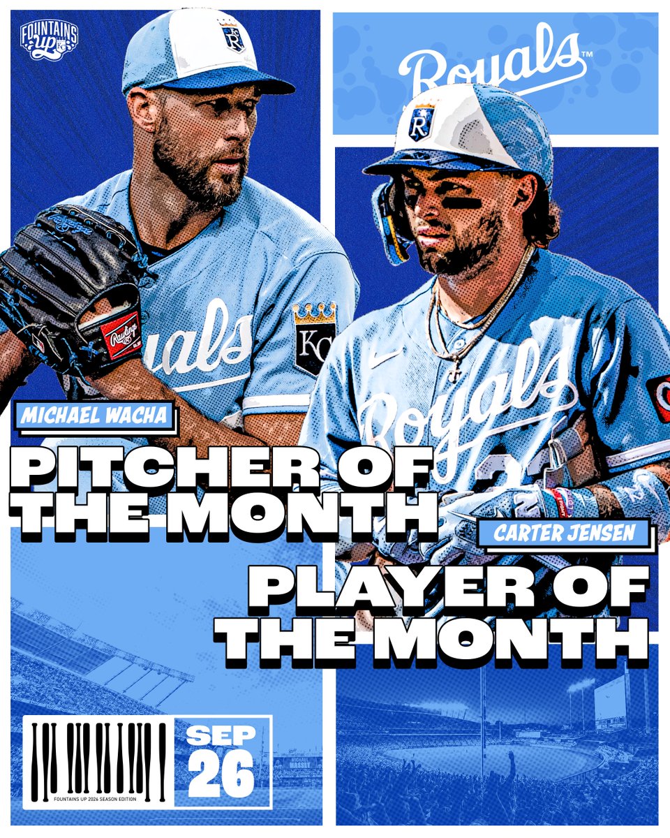 Royals's tweet photo. Congratulations to Michael Wacha and Carter Jensen, our September Pitcher and Player of the Month award winners! https://t.co/H1fEnmaGmG