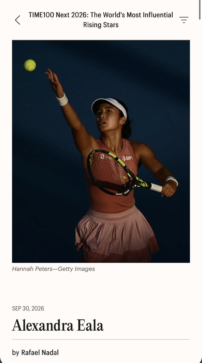 nikowl's tweet photo. PINAY PRIDE 🇵🇭

Alex Eala and Isa Briones are part of TIME100 Next 2026: The World’s Most Influential Rising Stars. 

Rafa Nadal did the writeup for Alex while Emmy winner Katherine Lanasa wrote Isa’s. https://t.co/1H6j9wXxRM