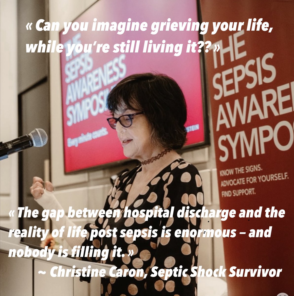 cmpcaron_caron's tweet photo. « Can you imagine grieving your life while you are still living it? » The gap between hospital discharge and the reality of life post #sepsis is enormous - and nobody is filling it.
#AwarenessSavesLives #SAM2026 #SepticShock #TeamNeinstein @SepsisCanada https://t.co/agg8W9uWwI