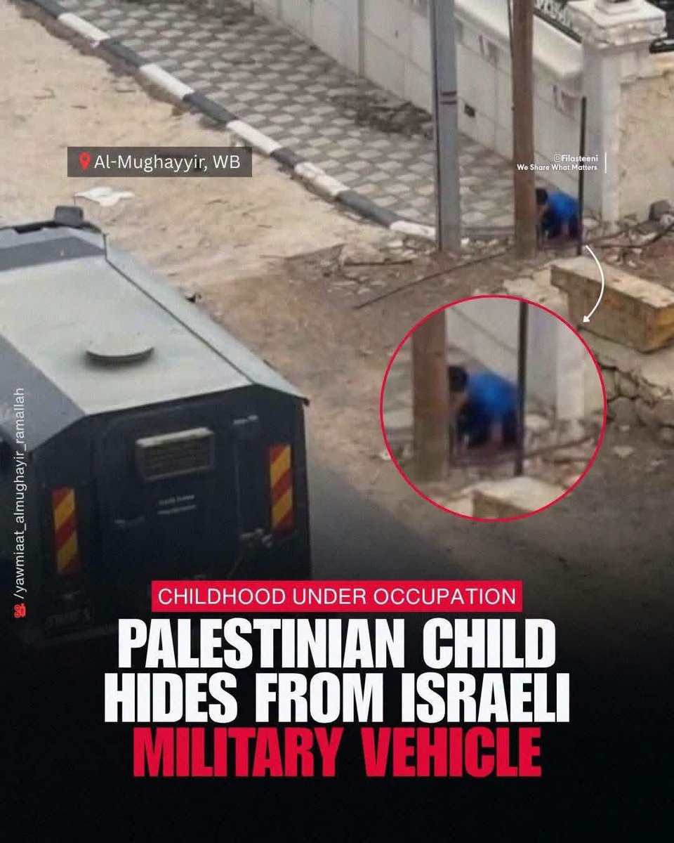 Astridueil's tweet photo. Can you imagine how terrified Palestinian children are when they see Israeli soldiers, making them hide away in fear ? https://t.co/I6slKTz83V