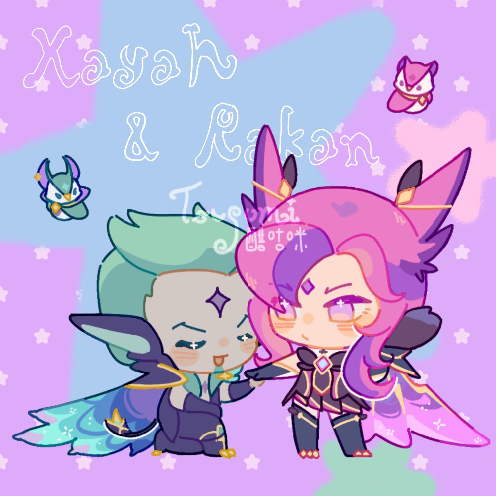 Tsugumi_uwu's tweet photo. #xayah #rakan 
#starguardian #leagueoflegends https://t.co/cjl89JK0Am