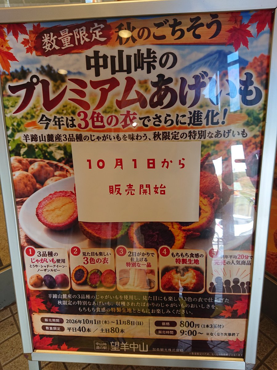 39Flowersaurus's tweet photo. たろすよ、先日
「中山峠はさすがにコワイです～」
と言ったのはぶりっ子だ。我は
根っからの原付峠ライダーだ。
明日から特別あげいもが出る
ポスター見てまた来なければ！
と思っておる！ https://t.co/HqheILnT3V