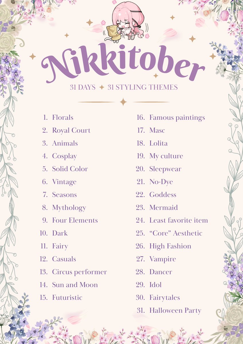 Florapompom's tweet photo. Welcome to...
β¨NIKKITOBERβ¨
A 31-day styling challenge for all stylists !!
Feel free to follow the daily themes or just tag along with your favorite picks π©·
Have fun, everyone. And good styling ! πΈπͺ» https://t.co/Dm1dBkAsQY