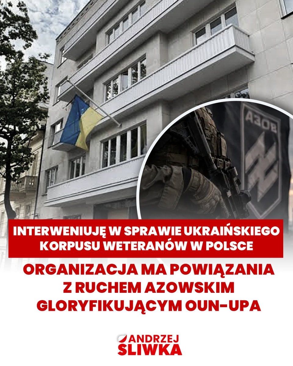 SliwkaAndrzej's tweet photo. 🚨 UKRAIŃSKI KORPUS WETERANÓW W WARSZAWIE! ŻĄDAM WYJAŚNIEŃ OD KOALICJI 13 GRUDNIA.  

W związku z informacjami o uruchomieniu w Warszawie placówki ukraińskiego Korpusu Weteranów zwracam się o pilne wyjaśnienie, czy polskie władze wiedziały o tej inicjatywie, czy została ona zweryfikowana przez właściwe służby oraz czy rząd przeprowadził analizę jej możliwych konsekwencji dla bezpieczeństwa Rzeczypospolitej Polskiej.

Problem ten nale��y rozpatrywać również w szerszej perspektywie. Po zakończeniu wojny Ukraina będzie musiała zmierzyć się z ogromnym wyzwaniem reintegracji setek tysięcy osób posiadających doświadczenie wojenne. Część z nich będzie zmagała się z następstwami traumy, w tym PTSD, a część może podjąć decyzję o rozpoczęciu życia poza Ukrainą.

Polska nie może biernie przyglądać się procesowi tworzenia na swoim terytorium infrastruktury, która może w przyszłości ułatwiać trwałe osiedlanie się w naszym kraju znacznej liczby byłych żołnierzy obcego państwa z doświadczeniem bojowym.

🇵🇱 Polska przyjęła na siebie ogromny ciężar związany ze wsparciem wojskowym, szkoleniowym, medycznym i humanitarnym walczącej Ukrainy. Pomoc Ukrainie nie może oznaczać rezygnacji z obowiązku ochrony bezpieczeństwa polskich obywateli ani przenoszenia na Polskę długofalowych konsekwencji wojny.

Dodatkowe poważne zastrzeżenia budzą związki Korpusu Weteranów ze środowiskiem 3. Korpusu Armijnego oraz Andrijem Biłeckim, którego działalność związana jest z ruchem azowskim. Sam ruch azowski ma udokumentowane skrajne korzenie i związki z gloryfikowaniem OUN-UPA.

❗ W związku z powyższym zwracam się do Pana Premiera z następującymi pytaniami:

1️⃣ Czy Prezes Rady Ministrów lub właściwi ministrowie wiedzieli o planach utworzenia w Warszawie placówki Korpusu Weteranów przed rozpoczęciem jej działalności?

2️⃣ Czy strona ukraińska zwracała się do polskich władz o zgodę, wsparcie lub umożliwienie jej działalności w Polsce?

3️⃣ Czy placówka, jej organizatorzy, władze oraz źródła finansowania zostały zweryfikowane przez ABW, Policję, Straż Graniczną lub inne właściwe służby?

4️⃣ Czy polskie służby przeprowadziły ocenę ryzyka związanego z działalnością placówki i czy stwierdziły jakiekolwiek zastrze��enia dotyczące bezpieczeństwa państwa lub porządku publicznego?

5️⃣ Czy rząd analizował możliwość, że tego rodzaju placówka stanie się w przyszłości elementem szerszego procesu osiedlania się w Polsce byłych ukraińskich żołnierzy po zakończeniu wojny? Jeżeli tak, jaka jest skala przewidywanego zjawiska i czy rząd zdaje sobie sprawę, że niesie ono realne ryzyko dla bezpieczeństwa na terytorium Polski?

6️⃣ Czy analizowano potencjalne konsekwencje związane z obecnością na terytorium Polski osób z następstwami traumy wojennej, w tym PTSD?

7️⃣ Czy polskie służby analizowały ryzyko związane z nielegalnym obrotem lub przemieszczaniem broni, amunicji i innych materiałów niebezpiecznych w kontekście działalności osób posiadających doświadczenie bojowe?

8️⃣ Czy Korpus Weteranów, placówka w Warszawie lub podmioty z nią związane otrzymały albo mają otrzymać jakiekolwiek środki z budżetu państwa, samorządów, programu Polska Pomoc lub innych środków publicznych?

9️⃣ Czy pomimo sprzeciwu Prawa i Sprawiedliwości i opinii publicznej rząd planuje stworzenie w Polsce systemu stałego przyjmowania ukraińskich weteranów lub finansowania ich pobytu? Jeżeli tak, jaka będzie skala i podstawa prawna takiego programu?

1️⃣0️⃣ Czy właściwe organy państwa analizowały stosunek organizatorów placówki do historii OUN-UPA, wykorzystywanej przez środowisko azowskie symboliki oraz kontrowersyjnych postaci i wydarzeń związanych z historią ukraińskiego nacjonalizmu?

1️⃣1️⃣ Czy Prezes Rady Ministrów zleci kompleksową ocenę bezpieczeństwa funkcjonowania placówki w Warszawie i czy rząd przygotuje przepisy uniemożliwiające działanie tego typu organizacji?