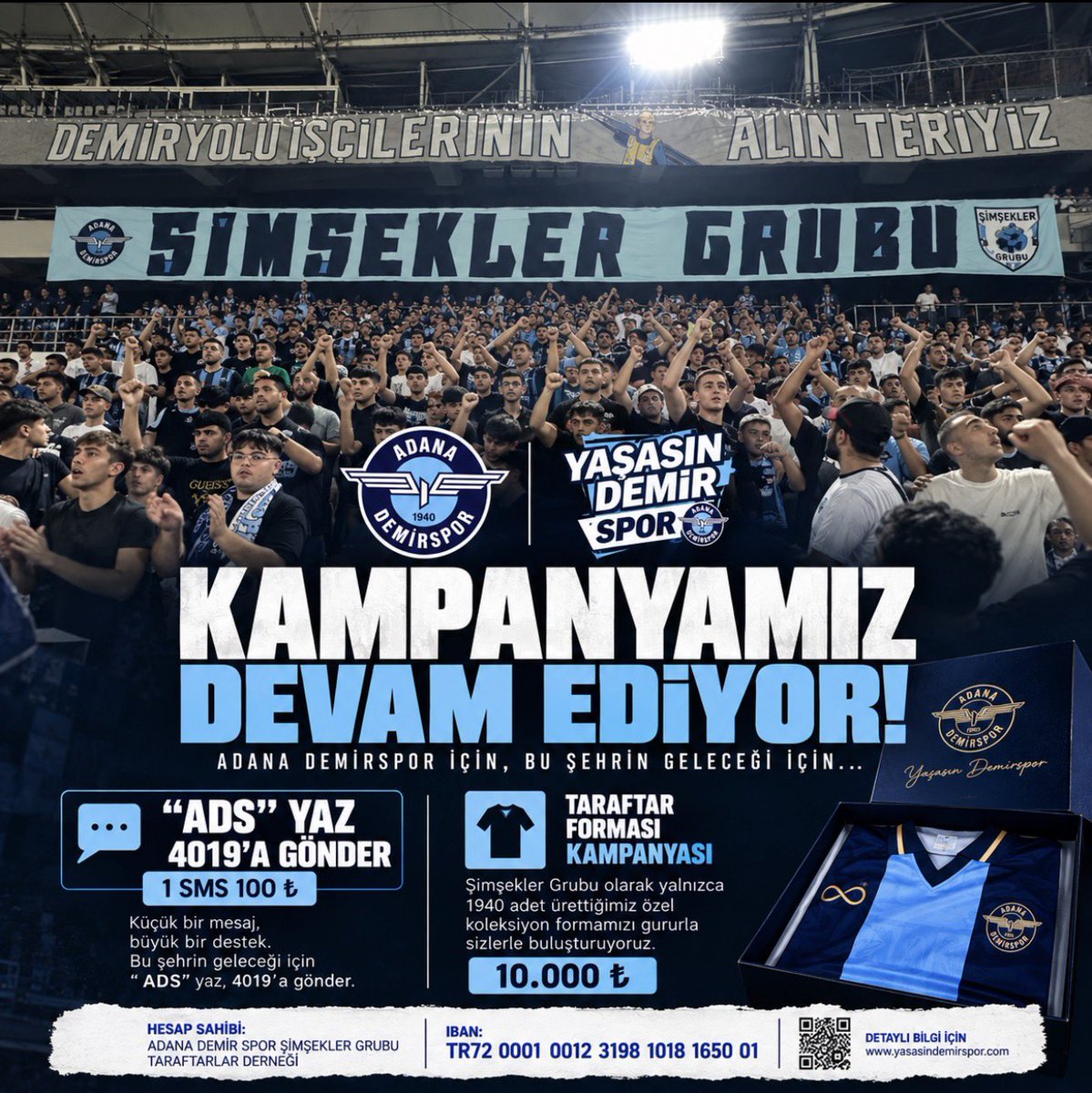 kuzeykalealt's tweet photo. Mücadelemiz devam ediyor! 

Adana Demirspor’umuz için başlatılan #YaşasınDemirspor kampanyasına desteğimizi sürdürelim. SMS ve forma kampanyalarımız devam ediyor.

Mücadeleyi bırakmayalım, desteğimizi büyütelim!

Yaşasın Adana Demirspor! 📩 “ADS” yaz, 4019’a gönder.
1 SMS: 100 TL

👕 Özel taraftar forması: 10.000 TL

#YaşasınDemirspor #ŞimşeklerGrubu