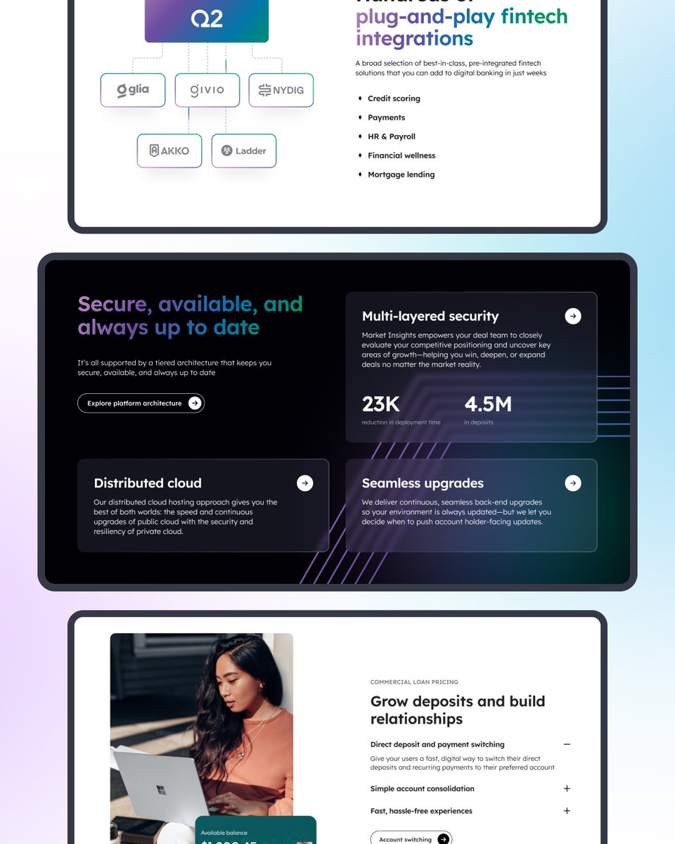 clayglobal's tweet photo. Two themes, two sets of glass. 

Q2's dark and light sections each got their own 3D elements, with transparency tuned to the interface: https://t.co/G2PMkpnWbU 
__
#webdesign https://t.co/qZWbNb4omu
