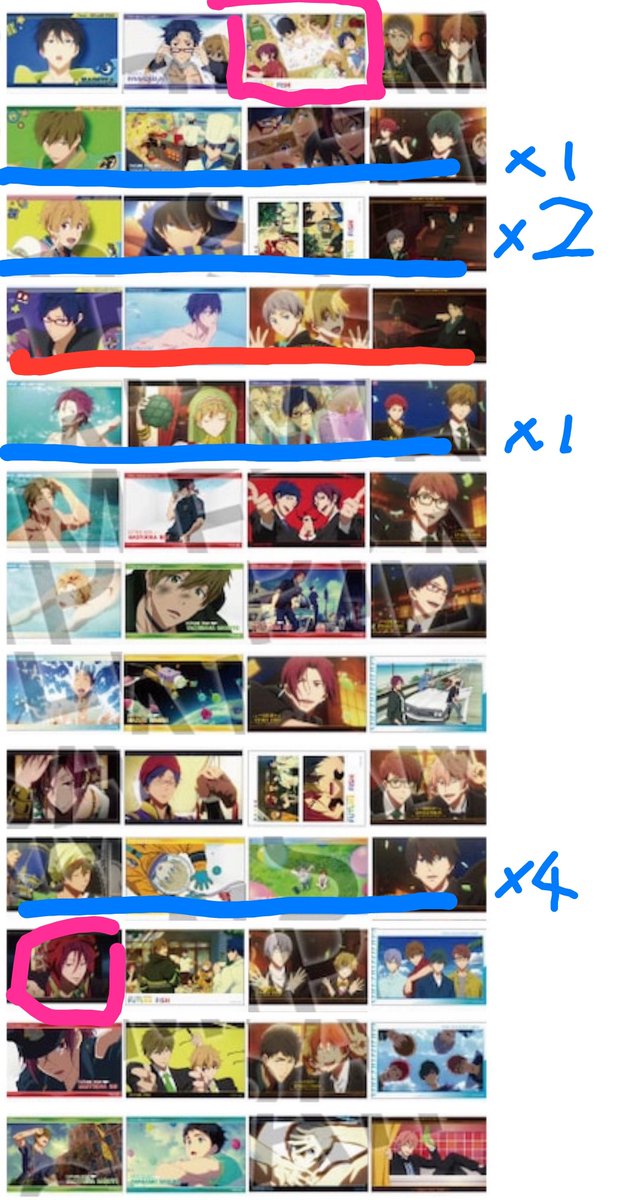 hana_osisagasi's tweet photo. 【交換】Free! 京アニ ブロマイドコレクション Ending Scene 

譲)青線

求)赤線→決まり次第ピンク枠

都内手渡し、郵送にて。

赤線はセット単位での交換希望です。
お気にお声がけ下さい。 https://t.co/6q4clnsWpP