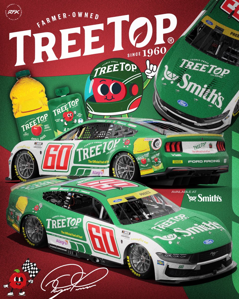 RFKracing's tweet photo. The official fuel of FUN! 🍎 
Find Ryan Preece in the Smith's / TreeTop scheme at Las Vegas Motor Speedway this weekend. https://t.co/wcdDrLrnau