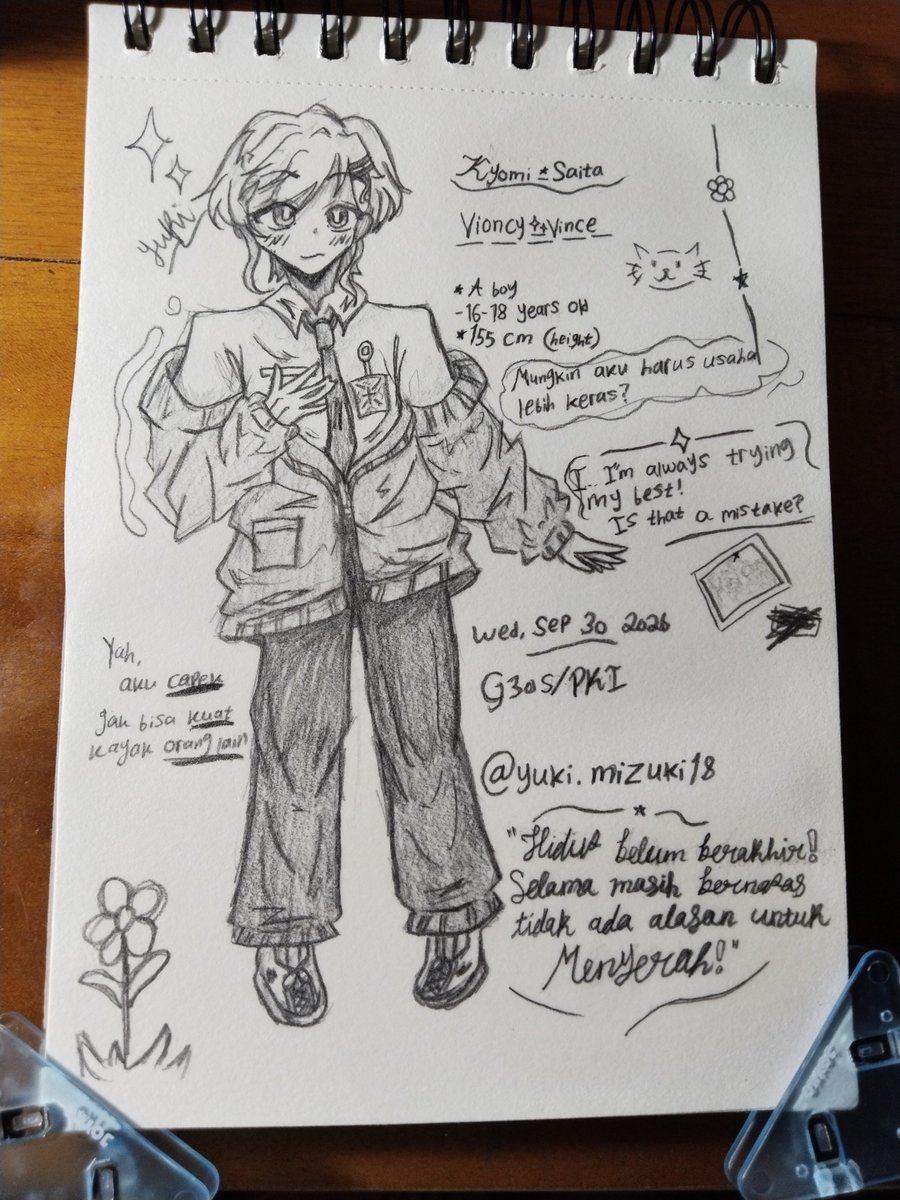YukiMizuki1820's tweet photo. NEWW ARTT!! (+ new oc, I guess)
"Hidup belum berakhir! Selama masih bernapas, tidak ada alasan untuk MENYERAH!"
Sebagai penutup Septemberku.
Semoga Oktober lebih baik, yah?
Padahal ini tadi cuman gambar gabut di kelas.
#draw #drawing #newart #quotes #class #x #twitter #fyp https://t.co/dMZ3LTFl91