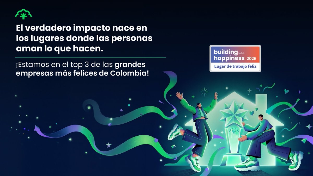 CeibaSoftware's tweet photo. Ocupamos el 2.° puesto de las empresas más felices de Colombia en la categoría Grandes Empresas del ranking Building Happiness 2026 de buk. 🏆✨

Un reconocimiento que confirma que el bienestar de la #FamiliaCeiba es el motor de nuestra excelencia técnica. 💚🌳

#FamiliaCeiba https://t.co/tJwC0geoT6