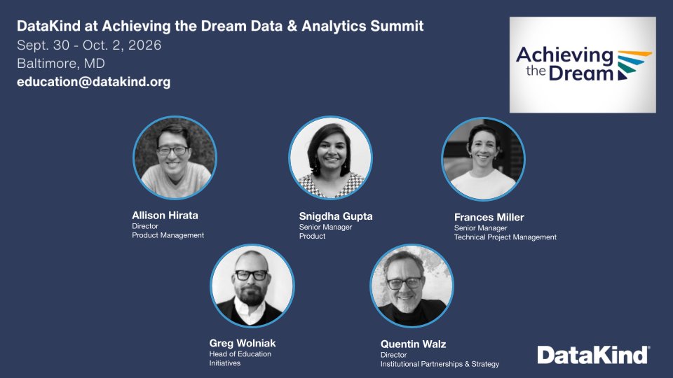 DataKind's tweet photo. We’re in Baltimore for @AchieveTheDream's Data &amp; Analytics Summit, bringing @DataKind's perspective to the future of data, AI, governance + #studentsuccess in #highered. Come find us at our booth to meet the team and talk about what you’re working on. education@datakind.org https://t.co/JmLrvppBnv
