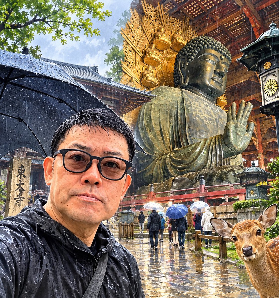 aloha5021's tweet photo. ２日目は大阪から奈良への移動＆春日大社〜東大寺周辺の観光です。生憎の天気でしたが雨の切れ間に移動＆参拝＆拝観出来て修学旅行を思い出しました。嫁も最近趣味の御朱印集めに奔走…雨でも観光楽しめました。今晩はＪＷマリオットに宿泊です✌️＃近鉄特急　#奈良観光 https://t.co/nhjTNp20rS