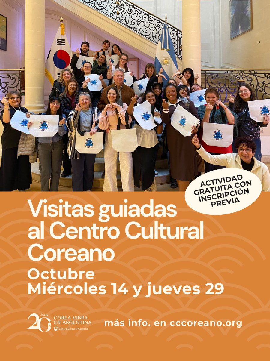 CCCoreanoArg's tweet photo. ¡En octubre no dejes de conocer el CCC!
Nos encanta compartir con ustedes la riqueza de la cultura coreana y seguir creando juntos espacios de encuentro y aprendizaje.
¿Cuándo? Miércoles 14 (15h) y jueves 29 (11h)
Reservá tu lugar en: https://t.co/wqg5dHIxmr https://t.co/Plv6JlMTk6