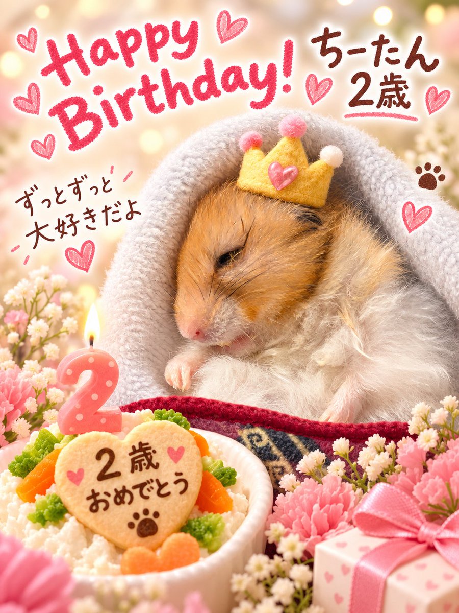 ciitan1001's tweet photo. ちーたん、2歳のお誕生日おめでとう🎂
闘病生活を始めた頃、まさか2歳のお誕生日を迎えられるなんて思わなかったんだよ。
病院の先生からも、もうかなり状態が悪いと言われてたんだよ。
そこから3ヶ月半👏

去年のようにうまうまは食べられそうも無いけど、生きてるだけで飼い主は嬉しいよ😌💞 https://t.co/G8otOKPs8p