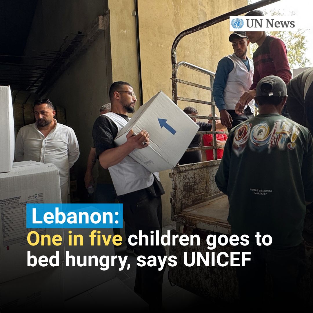 UNGeneva's tweet photo. Four in five households in #Lebanon 🇱🇧 struggle to afford basic necessities today.

Children are increasingly going hungry, missing school and being pushed into work as conflict compounds years of economic crisis.

Here's how @UNICEF is helping👉 https://t.co/IcYFNbTobO https://t.co/D4DAKf3y22