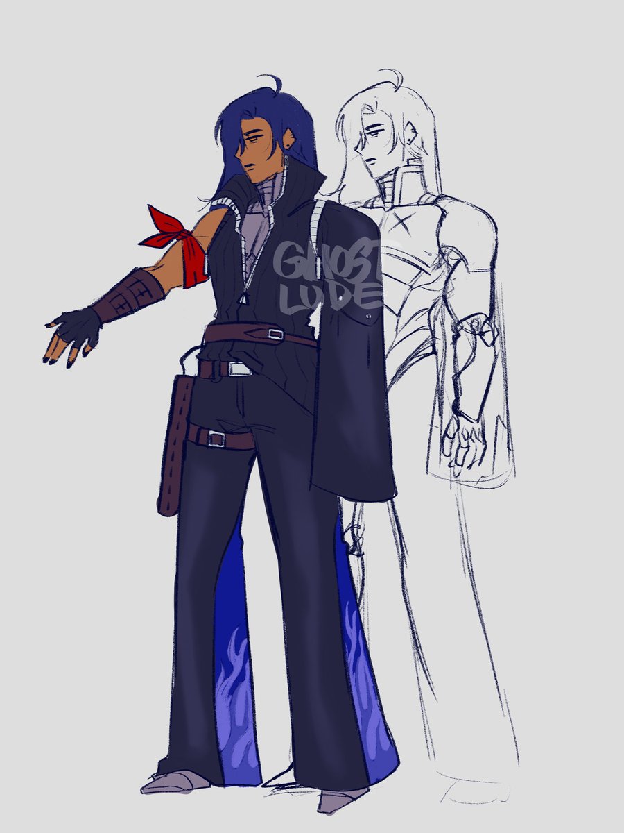ghost_lude's tweet photo. i can also finally post the designs for the roleswap au yay, these two are even more broken than normal #yumeship #oc https://t.co/g8jx19uG23