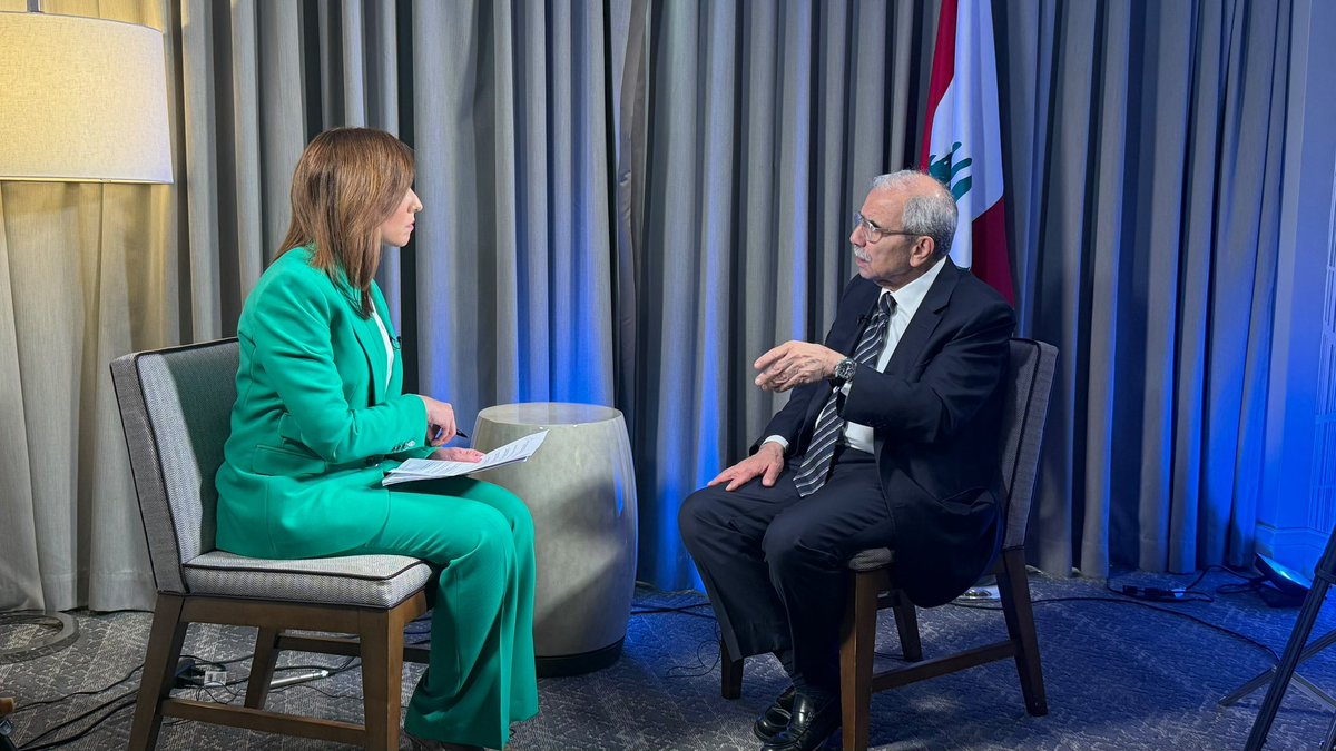 HibaNasr's tweet photo. ‼️ I sat down with Lebanese Prime Minister @nawafsalam at the end of his visit to Washington, D.C. He spoke frankly about some of the key issues facing Lebanon. In his words:

— On relations with Iran and his first state-to-state meeting with the Iranian president: “We want a state-to-state relationship with Iran based on mutual respect. This is what we asked of the Iranians: a relationship between two states, based on mutual respect.”

— On the trilateral agreement with Israel: “Secretary Rubio is aligned with us on the necessity of having a verification process for the trilateral agreement.”

— On Hezbollah’s weapons and the state’s monopoly on arms: We agreed on placing all weapons under the exclusive authority of the state. Hezbollah agreed to this by being part of the government. We reiterated it in the ministerial statement, and Parliament granted us confidence on that basis.

— On the future of UNIFIL: “UNIFIL, as it is today, is not going to be renewed. But we don’t agree with having a vacuum. We need a UN presence to monitor and report, rather than peacekeeping forces in the traditional sense.

— On Washington’s concerns about Lebanon’s cash economy: “The U.S. wants Lebanon to address the cash economy.”

— On Lebanon’s negotiations with the IMF: “Lebanon asked the U.S. to help with the IMF.”

— On demarcating the border with Syria: “Border demarcation with Syria will come at some point, and it would be beneficial.”

— On cooperation with the World Bank: “We have several projects with the World Bank.”

The full interview will air on Asharq Bloomberg tonight at 01:00 AM , KSA time .

And there was a lighthearted moment during the interview that I’ll share it at the right moment — it shows you a side of the Prime Minister you rarely get to see.