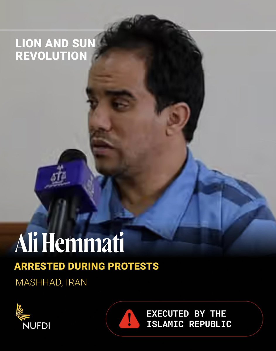 NUFDIran's tweet photo. This morning, the Islamic Republic executed two more men in connection with the Lion and Sun Revolution.

The regime's massacre of the Iranian people continues to run unabated. It didn't end in January.

Don't let those in the free world be silent. Stand with the people of Iran. https://t.co/8svWIs2yVk