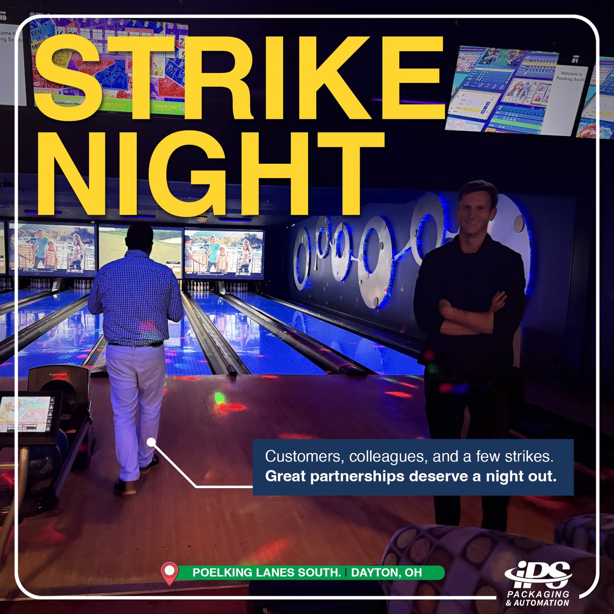 IPSpackaging's tweet photo. Last week, our IPS Union team had the chance to spend an evening with customers at our Customer Appreciation Event at Poelking Lanes South in Dayton, Ohio.

#CustomerAppreciation #CustomerPartnership #PackagingPartners #DaytonOhio #PackagingIsAwesome https://t.co/FKdTAvEwnE