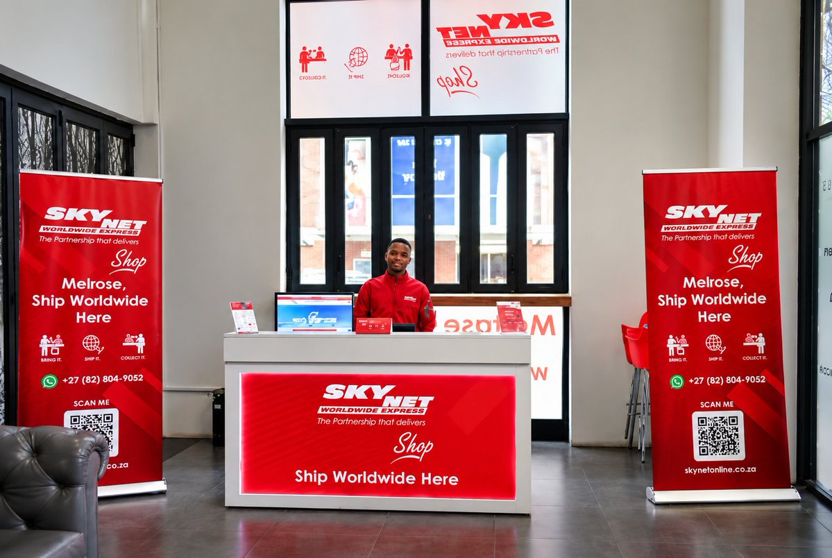 MelroseArch's tweet photo. Also joining the Melrose Arch family is Skynet, adding another convenient offering to the ever-evolving precinct experience.

Whether you’re sending a thoughtful gift, shipping a special purchase or simply taking care of life’s everyday errands, Skynet makes getting things from A to B effortless, with a full spectrum of courier services.

With convenient courier and delivery solutions for both personal and business needs, Skynet brings practicality and peace of mind to Melrose Arch. L

ocated at 38 Melrose Boulevard, and opening at 6am and closing at 8pm, Skynet makes it easier to stay connected, wherever life takes you.

rom here to anywhere — Skynet has it covered

#OnlyAtMelroseArch