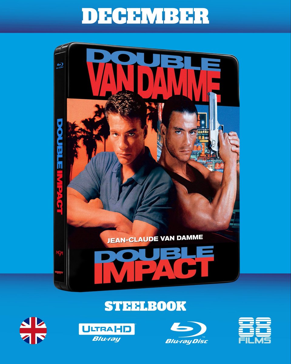88_Films's tweet photo. ***NEW TITLE ANNOUNCEMENT***

Double Impact (1974)
4K UHD+Blu-ray

***STEELBOOK***

🇬🇧 Released: December

❗️Pre-orders from Amazon, HMV &amp; others will be open Wednesday 7th October❗️

Head to our website for more info on each new release. https://t.co/XiHuFT3n04