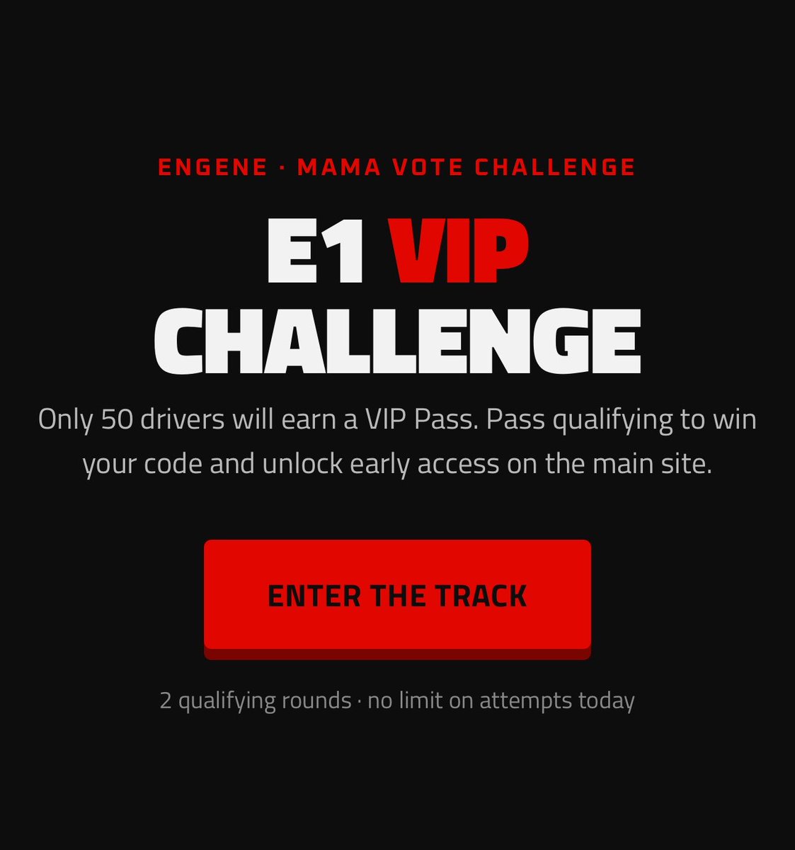 ENMamaGrandPrix's tweet photo. 🏁SHAKEDOWN 

VIP GAME  (EARLY VIP ACCESS ) LIMITED TO 50 ENGENES

first 50 ENGENEs with a VIP CODE will receive these exclusive perks:

• Early team selection
• Early website access
• Direct team registration

Game Designed &amp; Developed By: @enha_charts 

#EMGP2026
#ENHYPEN https://t.co/TfOQoGoPDU