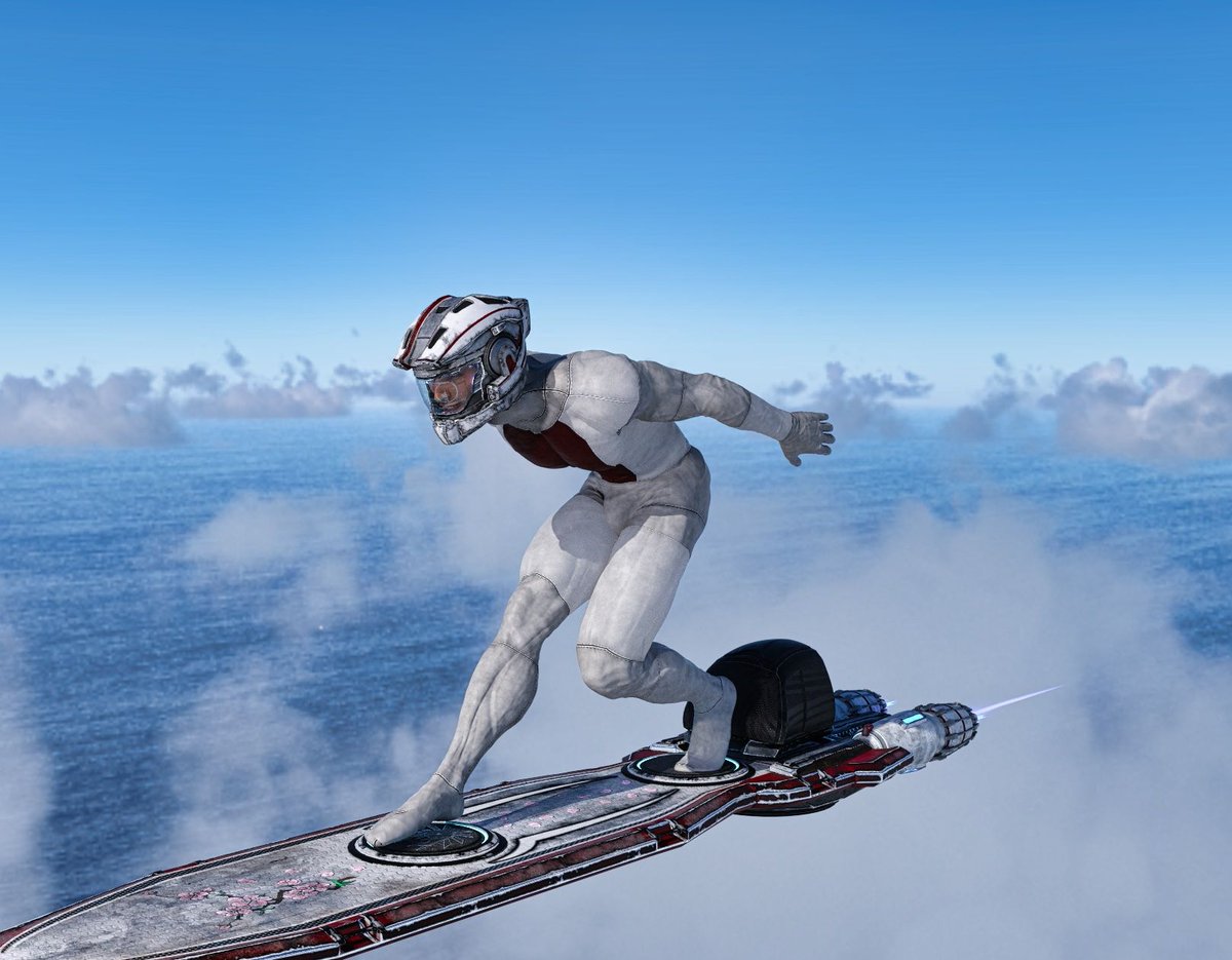 daz3d's tweet photo. Above the clouds and picking up speed. ☁️ 

“Soar” by nemesis10 captures a rider in motion on the SOA Board.

Rendered in Daz Studio using ATVE Mods – SOA Board for Genesis 8. https://t.co/OkxhrG39qu