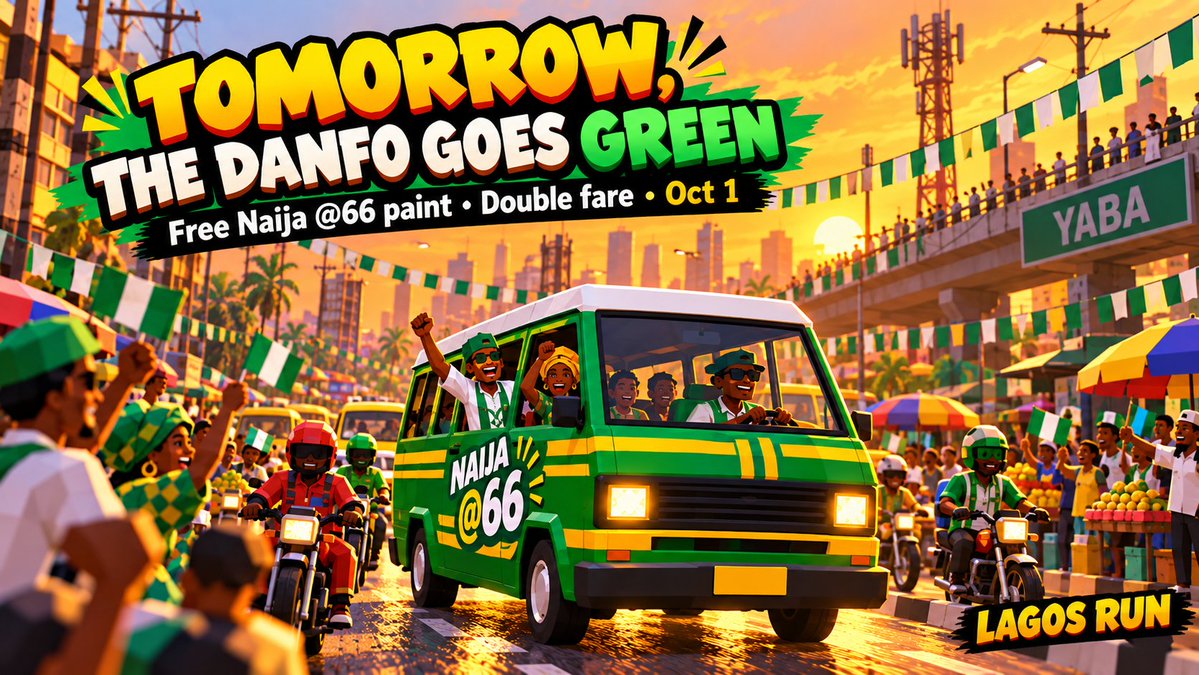 eureka_seamless's tweet photo. Tomorrow the danfo goes green 🇳🇬

Free Naija @ 66 paint + double fare.
Oct 1 only. Don't miss am. https://t.co/ooUsMtHdUQ