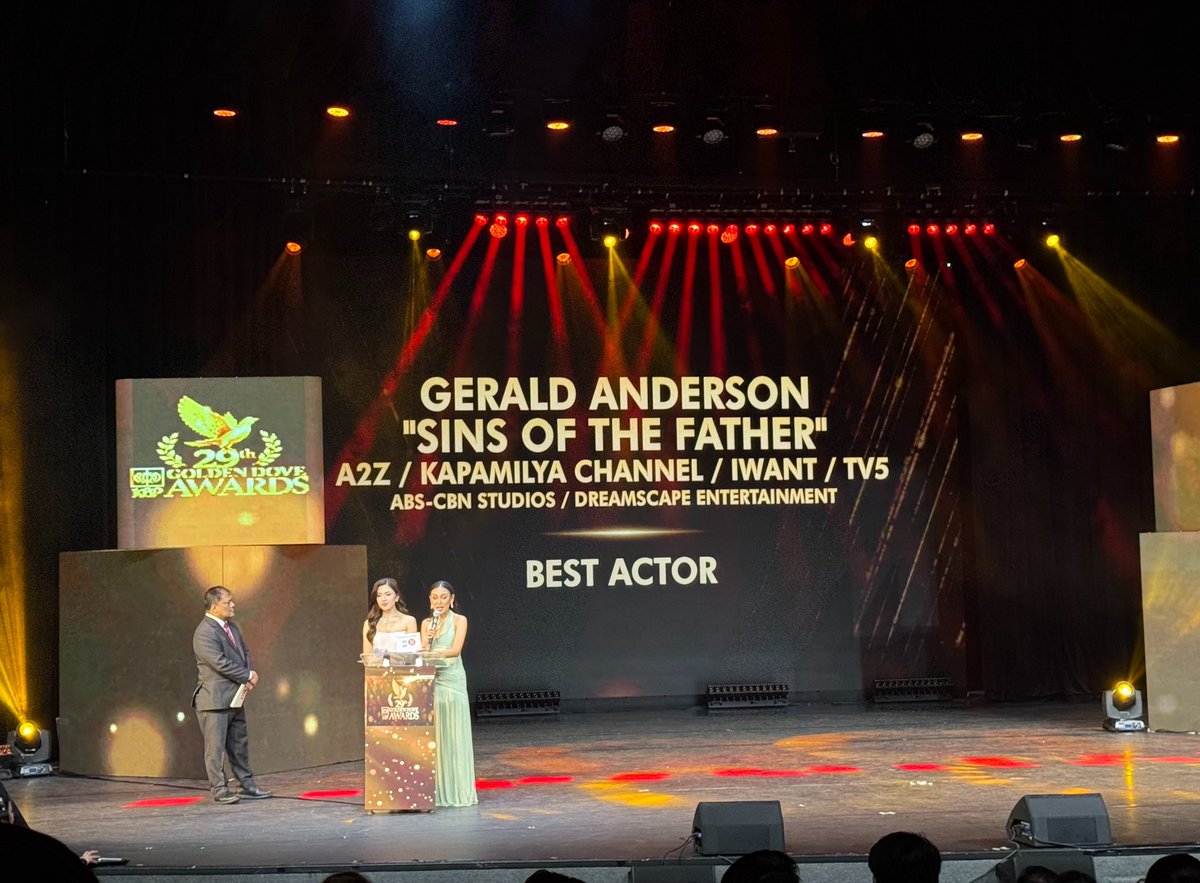 KrishnanGaniel's tweet photo. LOOK: Gerald Anderson wins Best Actor at the 29th KBP Golden Dove Awards for Sins of the father. | @ABSCBNNews https://t.co/FzPif9SFF2