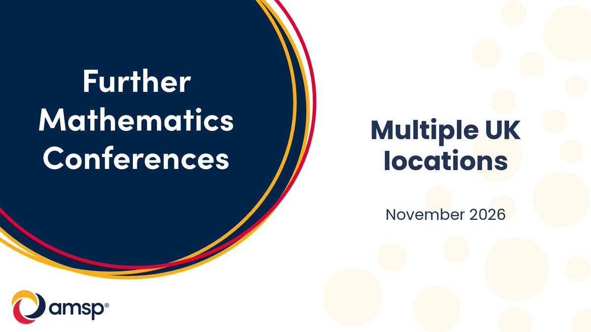 Advanced_Maths's tweet photo. Curious about our Further Mathematics Conference?

Explore resources from previous years to see the ideas, activities and approaches covered – and get a flavour of what you could take back to the classroom:

https://t.co/0CiTPI0xSu

#FurtherMaths https://t.co/pUDI8pm9ql