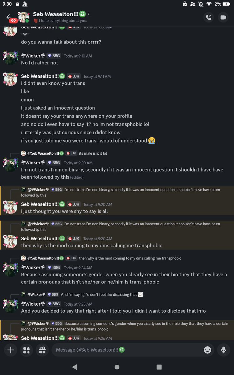Teabaggins34's tweet photo. Must be a crazy first post but this bullshit genuinely pissed me off (I'm the wicker user in the screenshots💔) https://t.co/0jKk5xVwcq