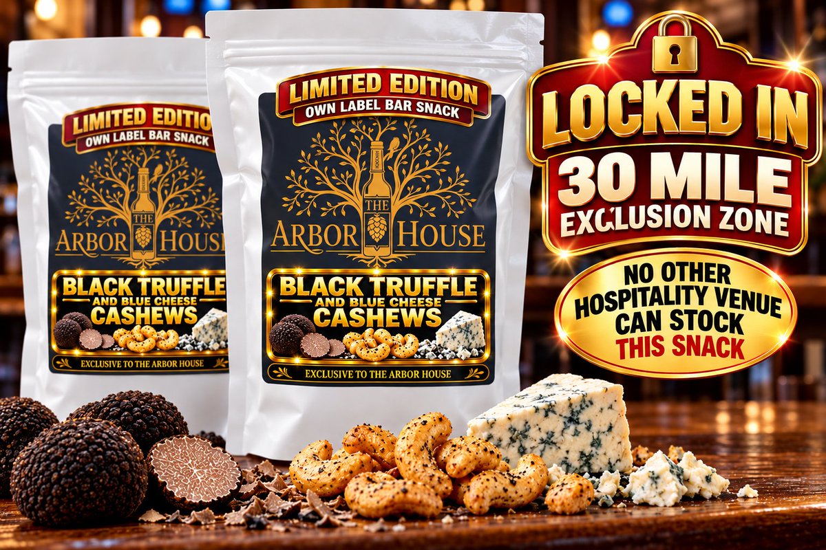 ChooseOwnLabels's tweet photo. 🔒 LOCKED IN – 30 MILE EXCLUSION ZONE

Want a bar snack that your competitors CAN’T STOCK?

Introducing our LIMITED EDITION – OWN LABEL BAR SNACKS.

We create something special for your pub, bar, club or hospitality venue — complete with YOUR NAME or LOGO on every bag.

🔒 Once your Limited Edition snack is LOCKED IN to your venue, we won’t supply the same snack to another hospitality venue within 30 miles.

Why choose Limited Edition?

⭐ Exclusive to your venue within 30 miles
⭐ Your name or logo on every bag
⭐ Unusual flavours customers won’t find everywhere else
⭐ Something different to get customers talking
⭐ Helps your venue stand out from the competition
⭐ Turns an ordinary bar snack into YOUR product
⭐ Minimum order just 12 bags

From Truffle & Blue Cheese Cashews to distinctive flavoured peanuts and pork scratchings, we can help you create a snack range that's genuinely different.

YOUR VENUE. YOUR LABEL. YOUR SNACK.
🔒 LOCKED IN.

📱 WhatsApp 07803 552866
🌐 https://t.co/nHsoWF4EcD

#OwnLabelBarSnacks #LimitedEdition #BarSnacks #PubSnacks #PubFood #HospitalityUK #IndependentPubs #SupportYourLocal #Pubs #Bars #PICKaPACK