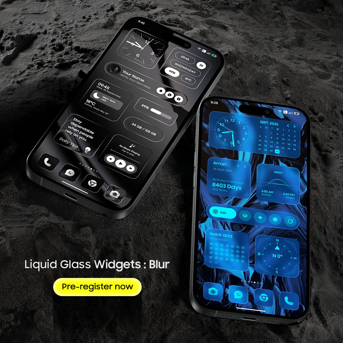 AppsLab_Co's tweet photo. Liquid glass for your home screen. ✨

No third-party launcher or extra app needed!

Hey guys! Liquid Glass Widgets, is now open for pre-registration!
https://t.co/zExOlbu99U

#LiquidGlass #Android #Widgets https://t.co/DS60zZ84ml