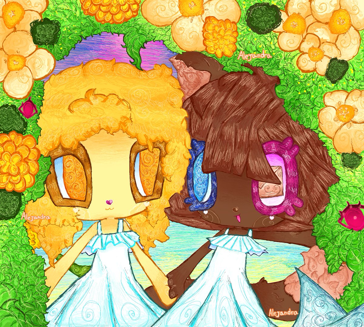 de_vera9343's tweet photo. @Gebi_bee Ookiiiii this are myyy ocsss there basically children and this is just their chibi style I'm pretty laxzzyy to draw them in a main one and yesss the one with an blue/pink eyes is kitsuki and the other one isss dandelion club!!! (Also wanna be art moots??.) https://t.co/QEJKSMN196