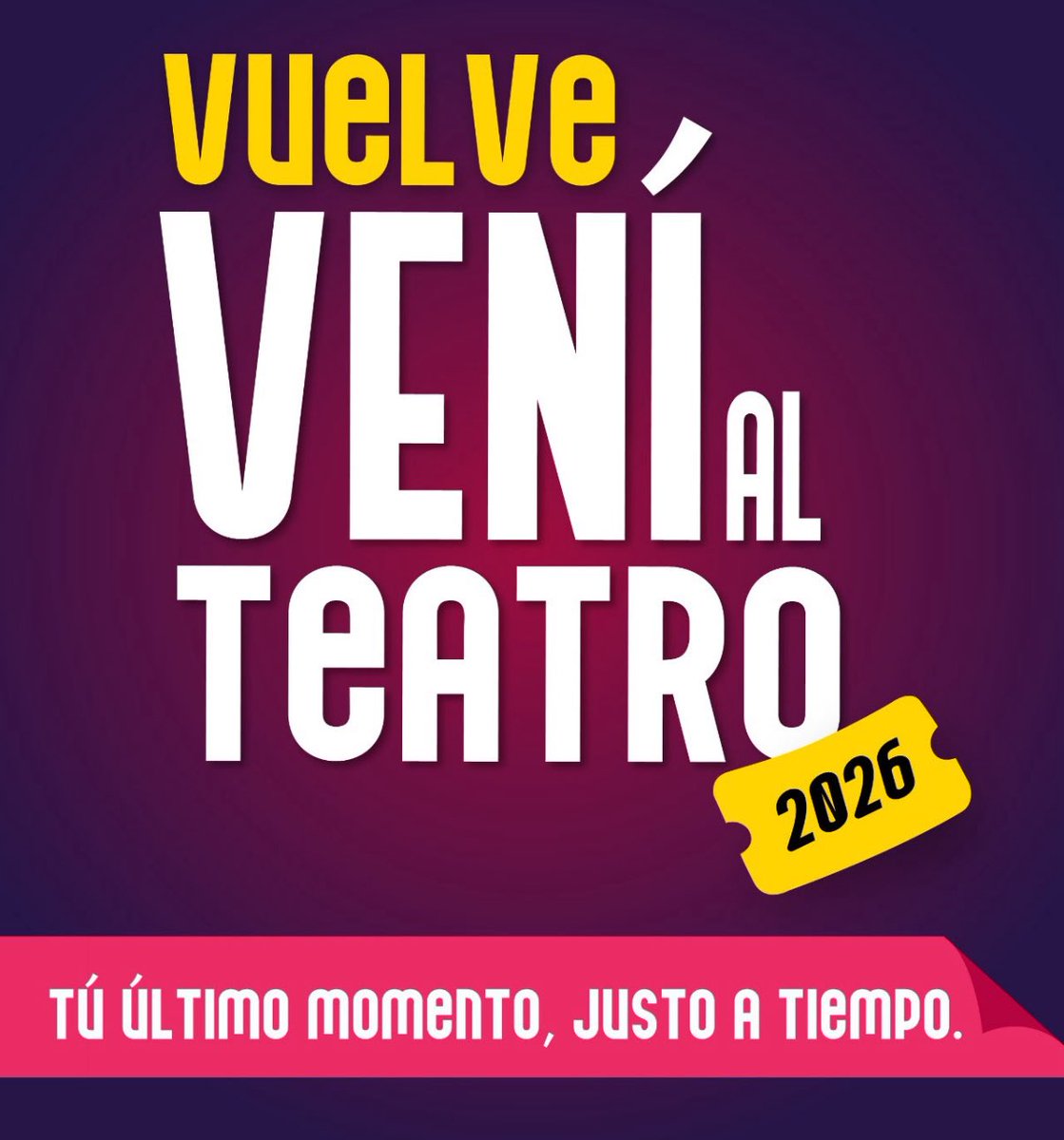 multiteatro's tweet photo. 📣 Desde el 6 de octubre llega la Campaña “Vení al Teatro” organizada por AADET en el puesto de Tickets Bs. As.
Todos los martes desde las 11 hs., la cartelera porteña se ofrecerá con descuentos del 60 al 90 %
Cada persona podrá adquirir hasta 4 bonos x semana, presentando el DNI https://t.co/VQZmabnV1y