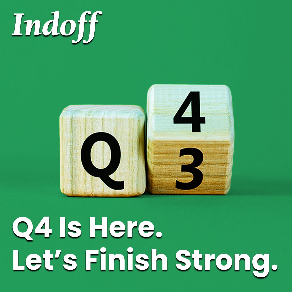 Indoff_llc's tweet photo. Q4 starts tomorrow! Time to execute your year-end priorities and set your operations up for long-term growth. Count on your dedicated Indoff Partner for turnkey solutions that keep you moving. #Q4Ready #WhereSolutionsTakeShape #IndoffPartners #BusinessEfficiency #B2BSolutions https://t.co/alAIg7NzTa